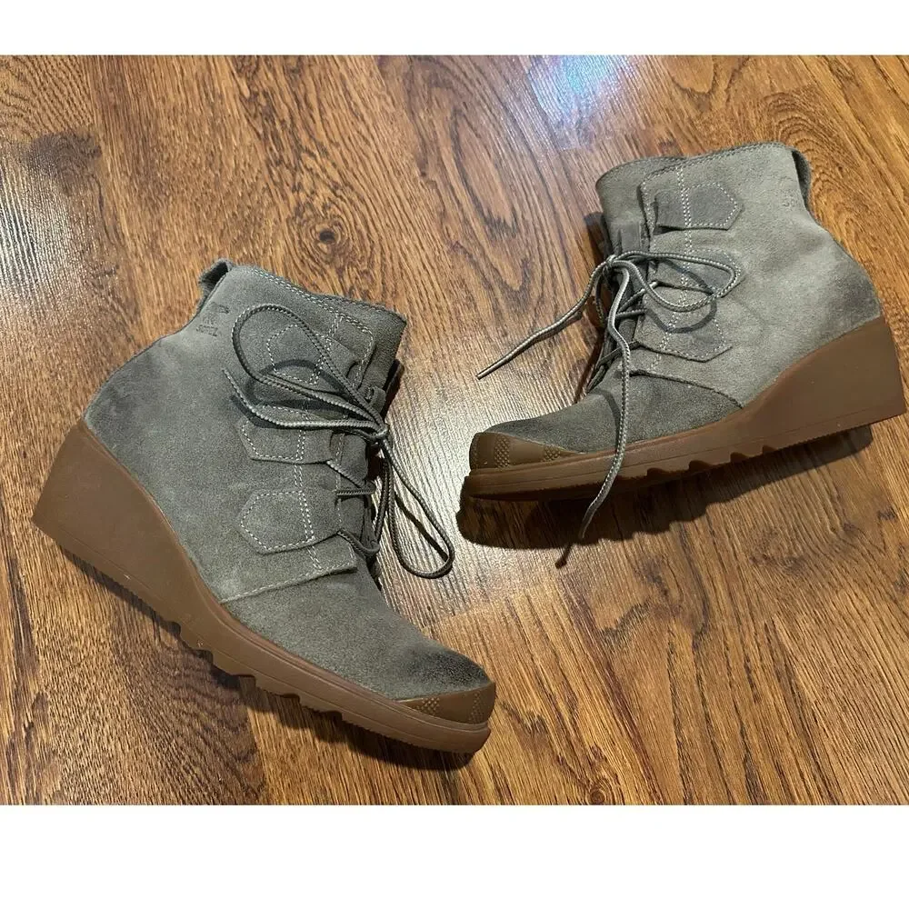 Sorel Women's Toronto Suede Lace Up Wedge Bootie Taupe Size 7 Street Style - Picture 2 of 11
